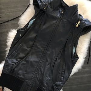MM Couture hooded genuine leather vest